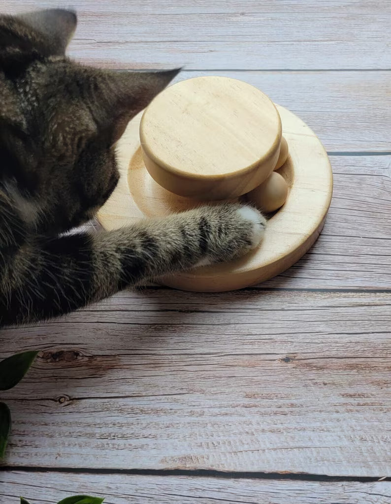 Bamboo Cat Toy, Ball and Track, Turntable and Ball Set, Single Tier Levels