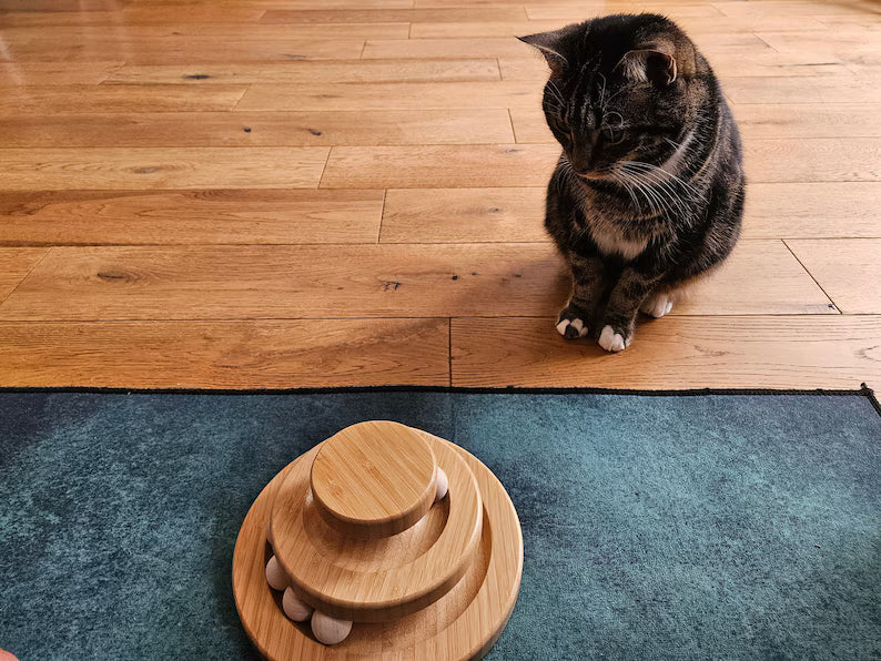 Bamboo Cat Toy, Ball and Track, Turntable and Ball Set, Single Tier Levels