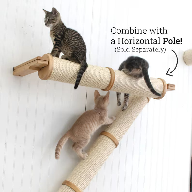 Cat Scratching Pole, Wall Mounted Cat Furniture, Angled Pole, Cat Wall Scratcher