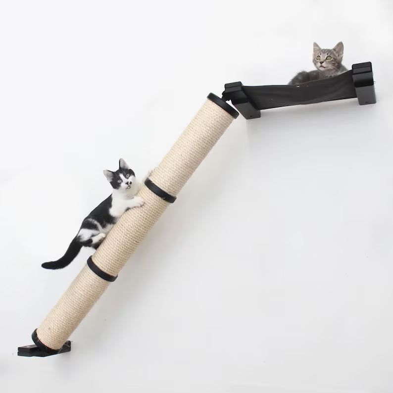 Cat Scratching Pole, Wall Mounted Cat Furniture, Angled Pole, Cat Wall Scratcher
