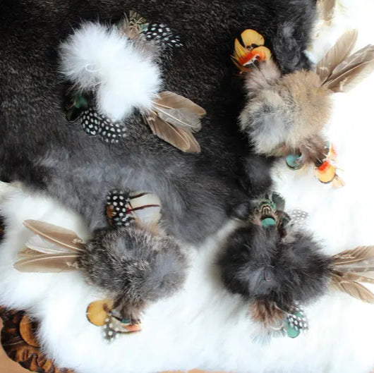 Natural Rabbit Fur and Feathers Cat Toy "Bird Crazy" Interactive Bird Lures Realistic